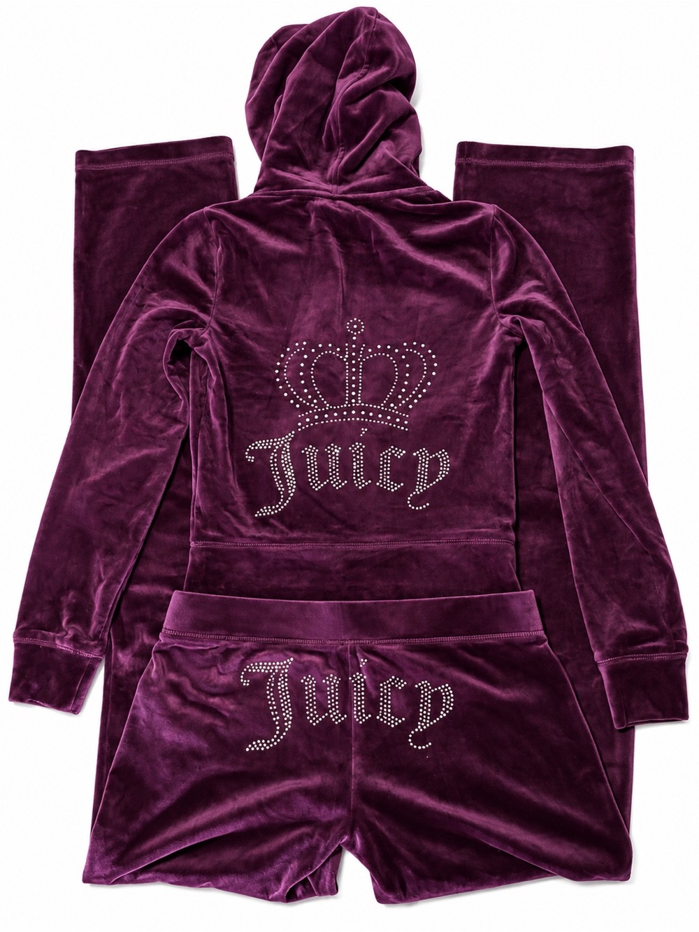 NWT Juicy Couture Velour Tracksuit Set XS Pickled Beet Rhinestone Y2K